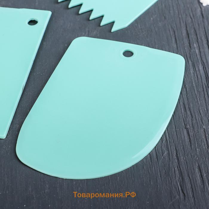 Набор шпателей кондитерских , 3 предмета: 12×8 см, 11×7.5 см, 8.8×12.2 см, МИКС