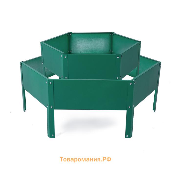 Клумба оцинкованная, 2 яруса, d=60–100 см, высота бортика 30 см, зелёная, Greengo