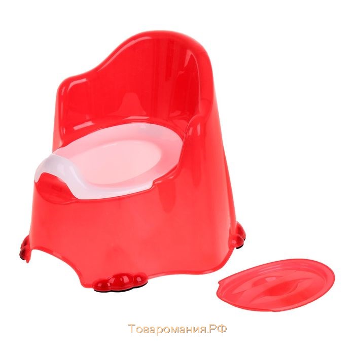 Горшок детский антискользящий «Комфорт» с крышкой, съёмная чаша, цвет красный