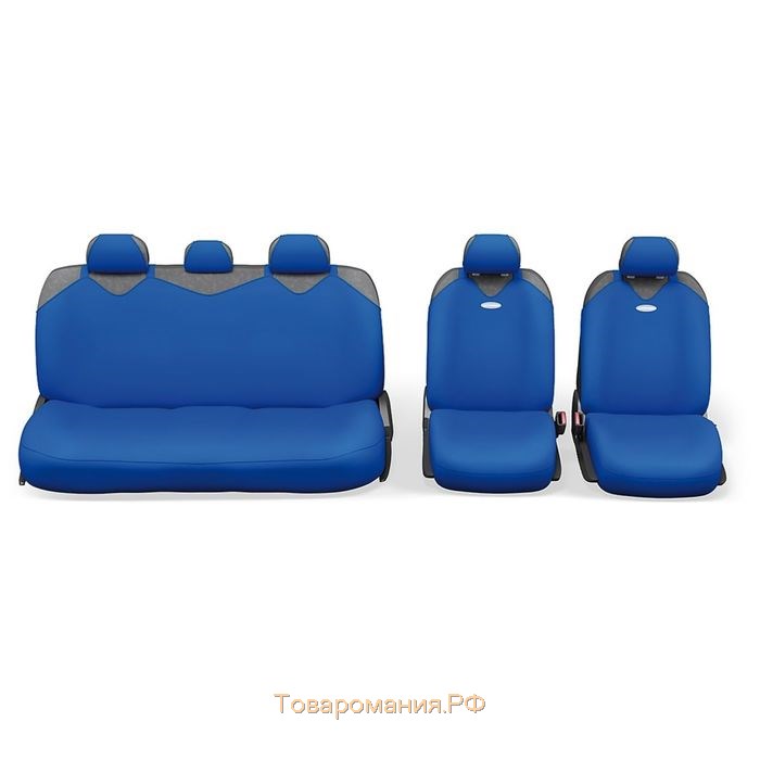 Чехол-майка AUTOPROFI R-1 SPORT PLUS R-902P BL, закрытое сиденье, полиэстер, 9 предметов, цвет синий