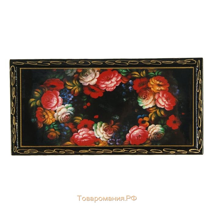 Шкатулка - купюрница «Жостовская роспись», 8,5×17 см, лаковая миниатюра