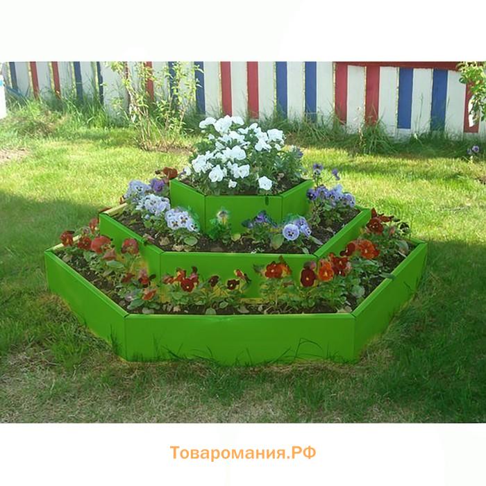 Клумба оцинкованная, 3 яруса, d=60–100–140 см, высота бортика 45 см, зелёная, Greengo