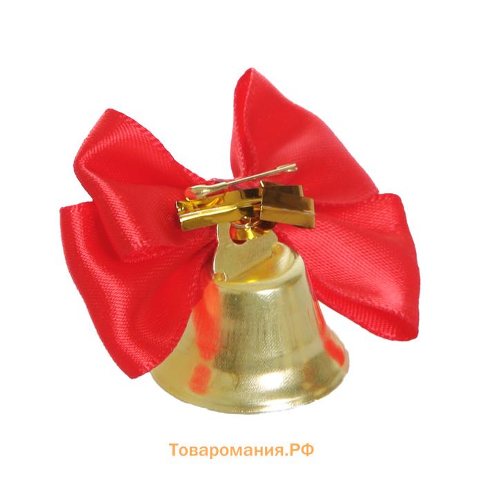 Колокольчик на булавке с бантом на Выпускной, красный, d = 2,6 см