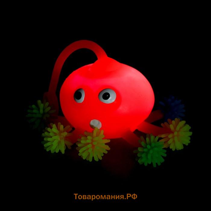 Мяч детский резиновый ёжка «Медуза», резиновый, световой, цвета МИКС