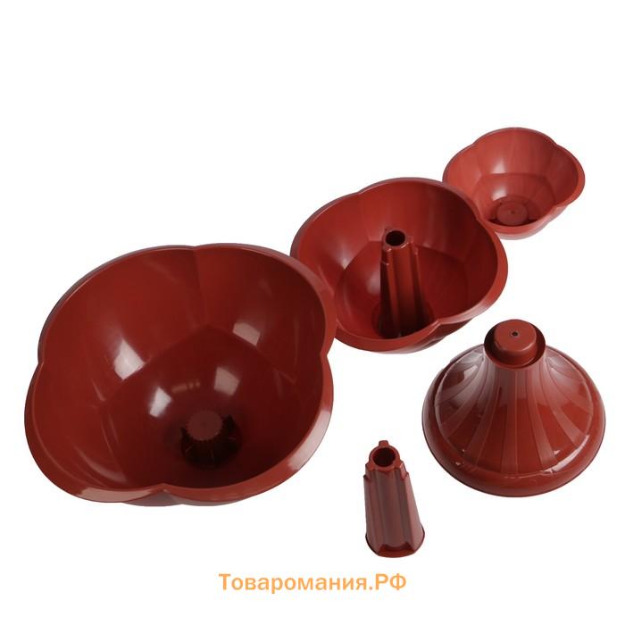 Клумба пластиковая, 3 яруса, d=27–40–55 см, высота бортика 90 см, коричневая, «Водопад»