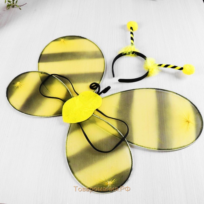 Карнавальный набор «Пчёлка», 2 предмета: ободок, крылья