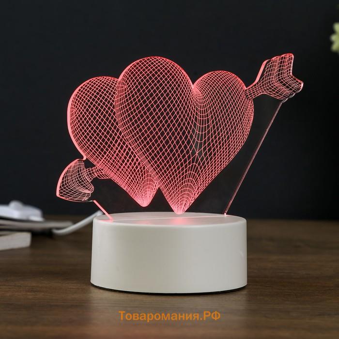 Светильник "Сердца" LED RGB от сети 9,5х18х15 см RISALUX