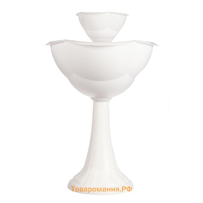 Клумба пластиковая, 2 яруса, d=25–55 см, высота бортика 87 см, на высокой ножке, белая
