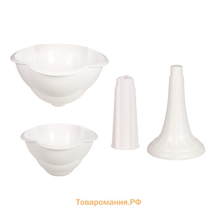 Клумба пластиковая, 2 яруса, d=25–55 см, высота бортика 87 см, на высокой ножке, белая