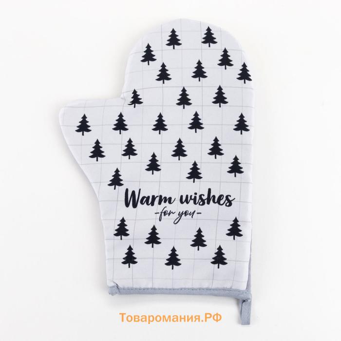 Варежка-прихватка новогодняя Warm wishes, 20х27см, 100% п/э, МИКС