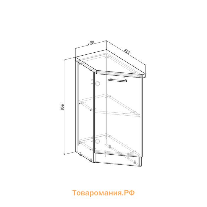 Шкаф напольный Лира 300х600х850 завершающий левый закрытый белый/Квадро шимо светлый/малага   670783