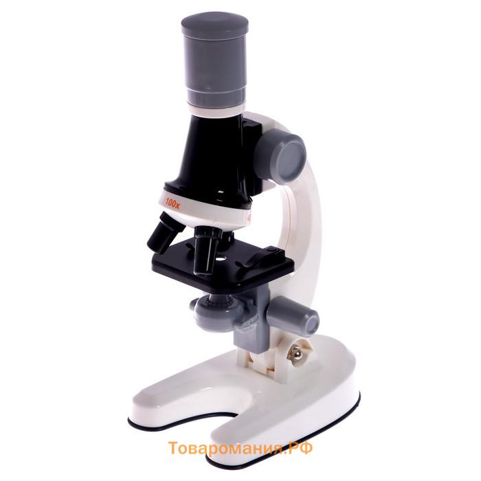 Микроскоп детский «Юный ботаник» кратность х100, х400, х1200, белый, подсветка