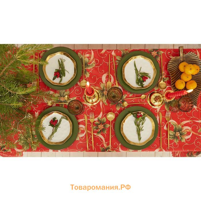 Скатерть новогодняя "Новогодние подарки" 145*220 +/- 2 см, 100% п/э