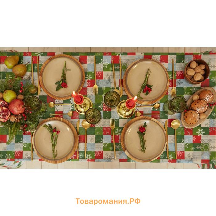 Скатерть новогодняя "Новогодняя мозаика" 145*260 +/- 2 см, 100% п/э