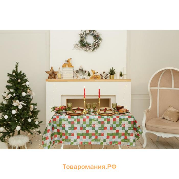 Скатерть новогодняя "Новогодняя мозаика" 145*300 +/- 2 см, 100% п/э