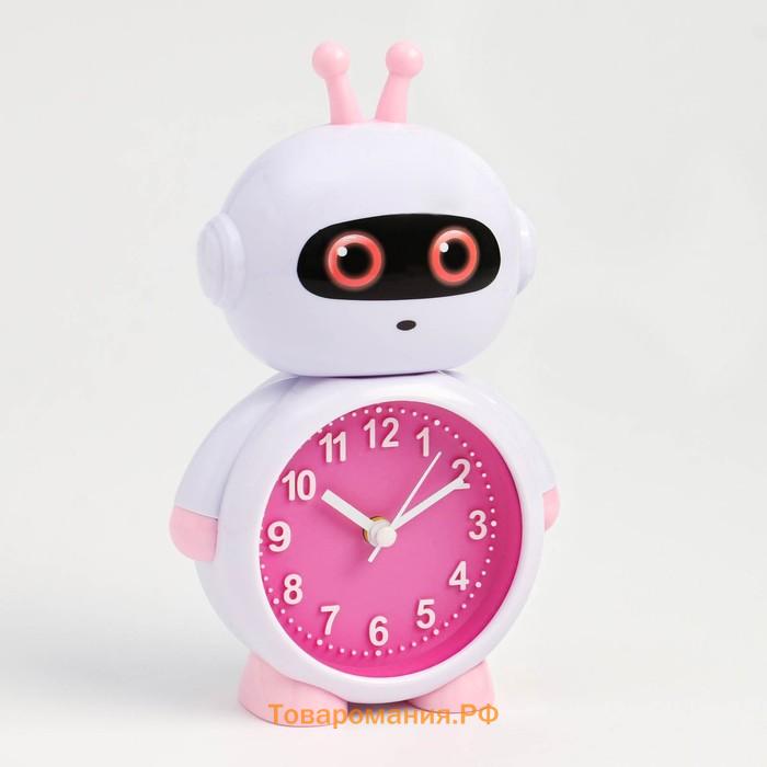 Часы - будильник настольные "Робот", дискретный ход, циферблат d-7.5 см, 17 х 11 см, АА