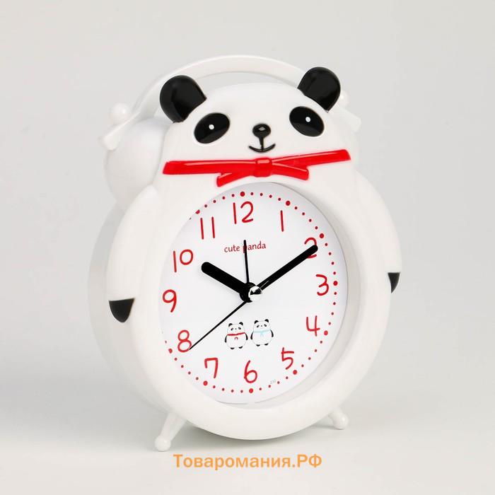 Часы - будильник настольные "Милая панда" детские, дискретный ход, 16 х 13 см, АА