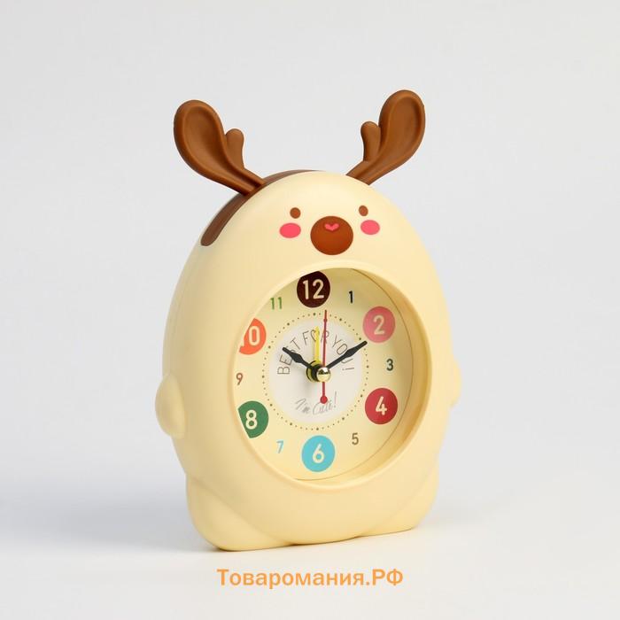 Часы - будильник "Лось", с подвесом, дискретный ход, 18 x 5 x13 см, АА, коричневый