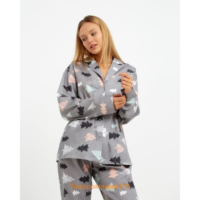 Пижама (рубашка, брюки) женская KAFTAN "Елки", размер 48-50