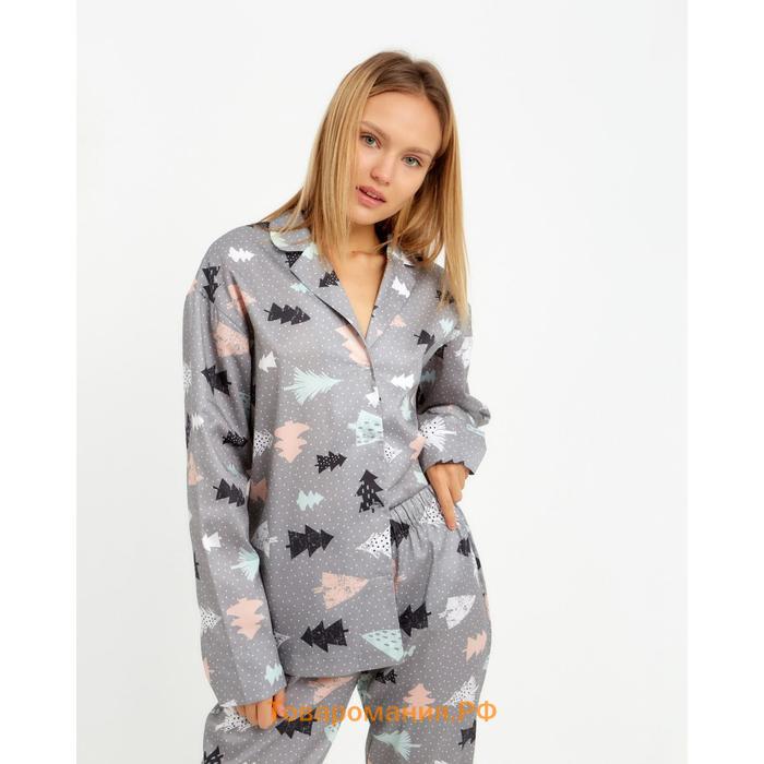 Пижама (рубашка, брюки) женская KAFTAN "Елки", размер 48-50