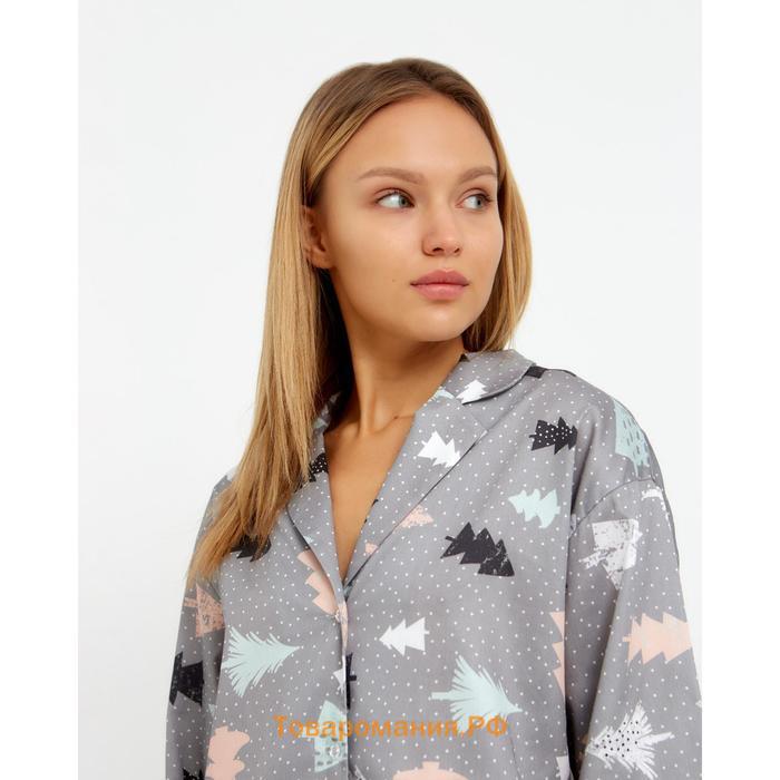 Пижама (рубашка, брюки) женская KAFTAN "Елки", размер 48-50