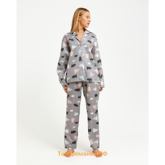 Пижама (рубашка, брюки) женская KAFTAN "Елки", размер 48-50