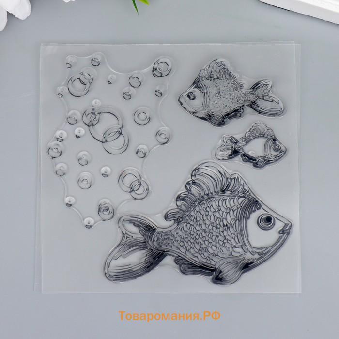 Штамп для творчества силикон "Рыбки и пузырьки" 10,5х10,5 см