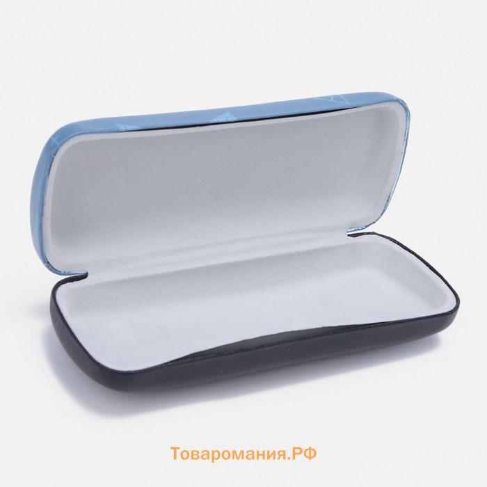 Футляр для очков на хлопушке, длина 16 см, с принтом «Бульдог», синий