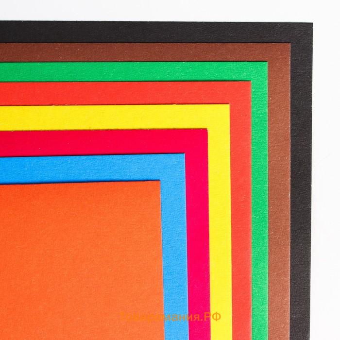 Картон цветной, А4, 8 листов, 8 цветов, немелованный, односторонний, в папке, 220 г/м², Человек-паук