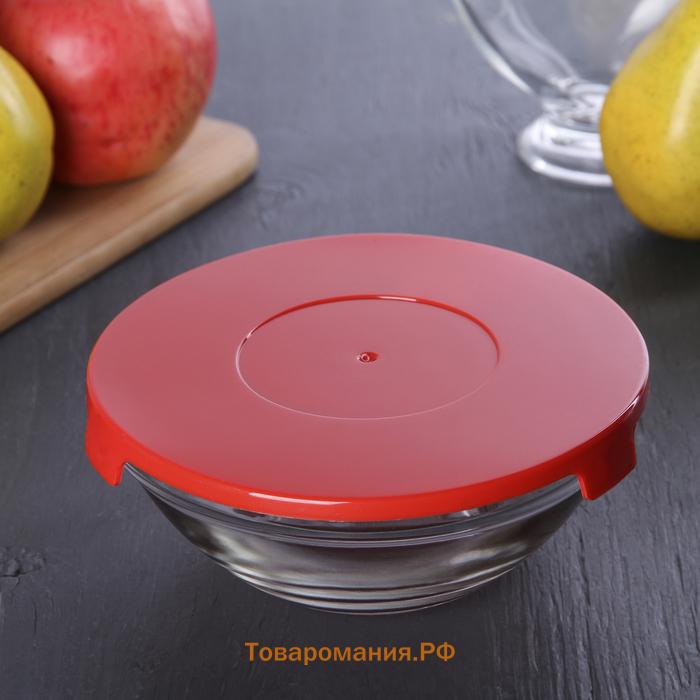 Салатники  «Классика» с крышками, набор 5 шт.: 900/ 500/350/200/130 мл, стекло, красные