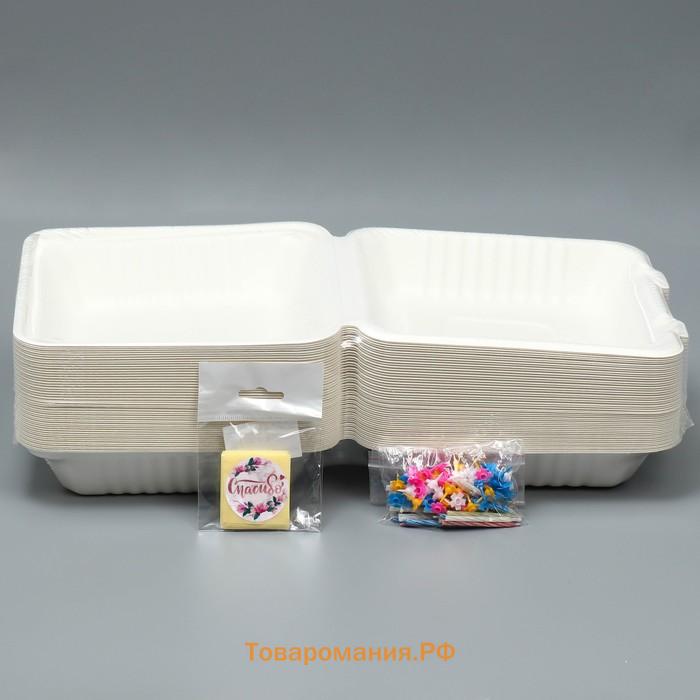 Коробка для бенто-торта со свечкой, кондитерская подарочная упаковка, «Спасибо», 21 х 20 х 7,5 см