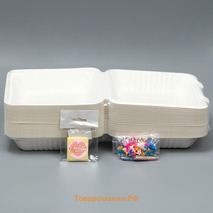 Коробка для бенто-торта со свечкой, кондитерская подарочная упаковка, «С любовью», 21 х 20 х 7,5 см