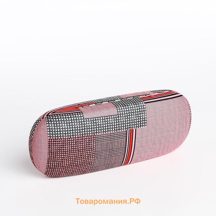 Футляр для очков на хлопушке, длина 16 см, с принтом, розовый