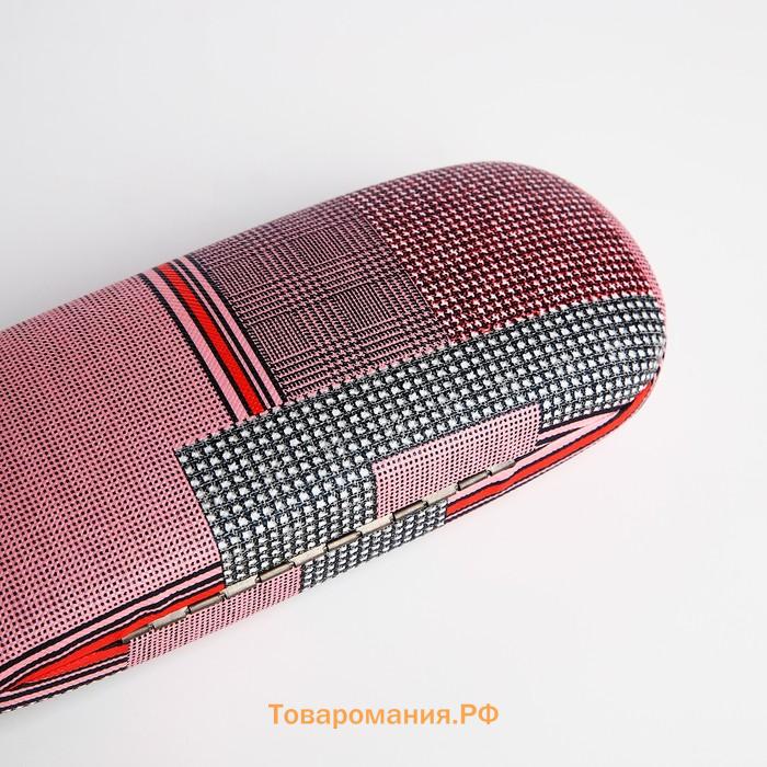 Футляр для очков на хлопушке, длина 16 см, с принтом, розовый