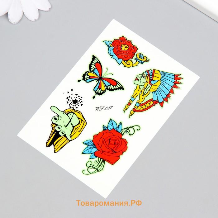 Переводные тату на тело светящиеся цветные «Этника», 14.3×7.5 см