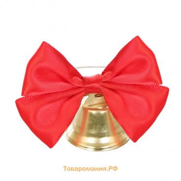 Колокольчик на булавке с бантом на Выпускной, красный, d = 2,6 см