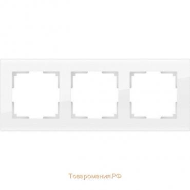 Рамка на 3 поста  WL01-Frame-03, цвет белый, материал стекло