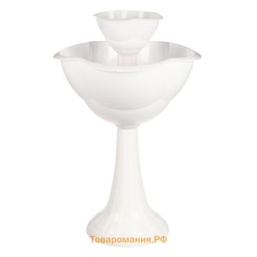 Клумба пластиковая, 2 яруса, d=25–55 см, высота бортика 87 см, на высокой ножке, белая