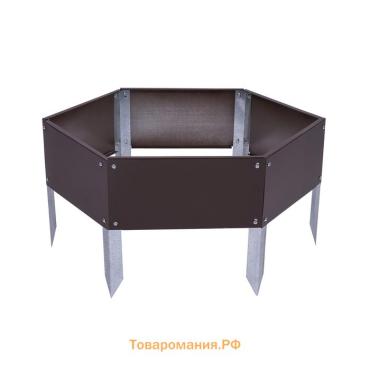 Клумба оцинкованная, d=60 см, высота бортика 15 см, коричневая, Greengo