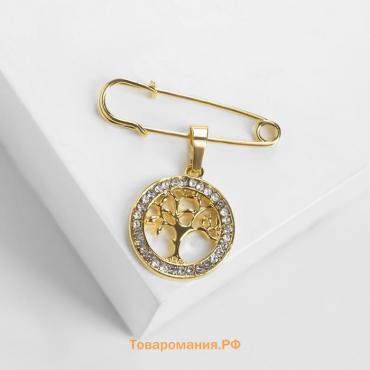 Булавка-оберег с подвеской «Дерево жизни» 3,5 см, цвет белый в золоте