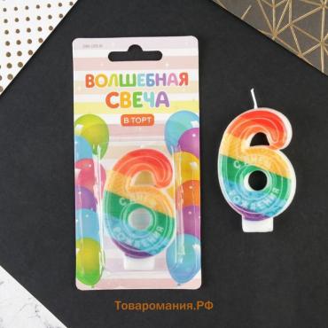 Свеча для торта, цифра 6 «С Днем рождения», 7 х 4,3 см