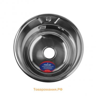 Мойка кухонная MIXLINE 528183, врезная, толщина 0.6 мм, 49х49х18 см, вып. 3 1/2", с сифоном