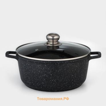 Кастрюля  «Элит», 5.7 л, d=26 см, h=12 см, литые ручки, антипригарное покрытие, литой алюминий, чёрная
