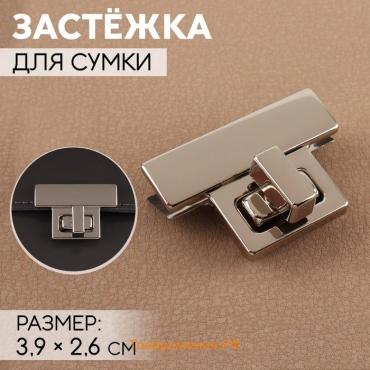 Застёжка для сумки, 3,9 × 2,6 см, цвет жемчужный серебряный